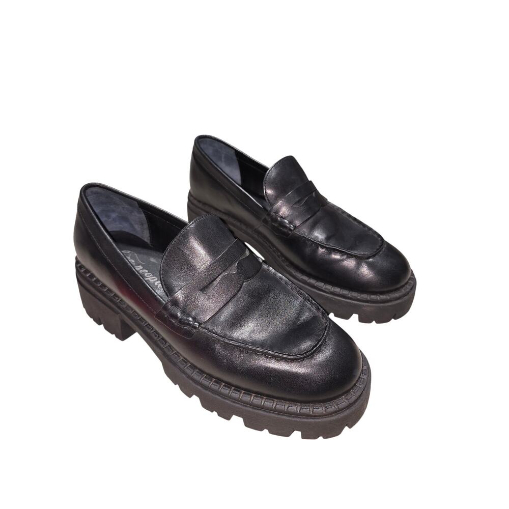 Free People Womens Lyra Lug Sole Black Platform Loafers US 9 EU 39